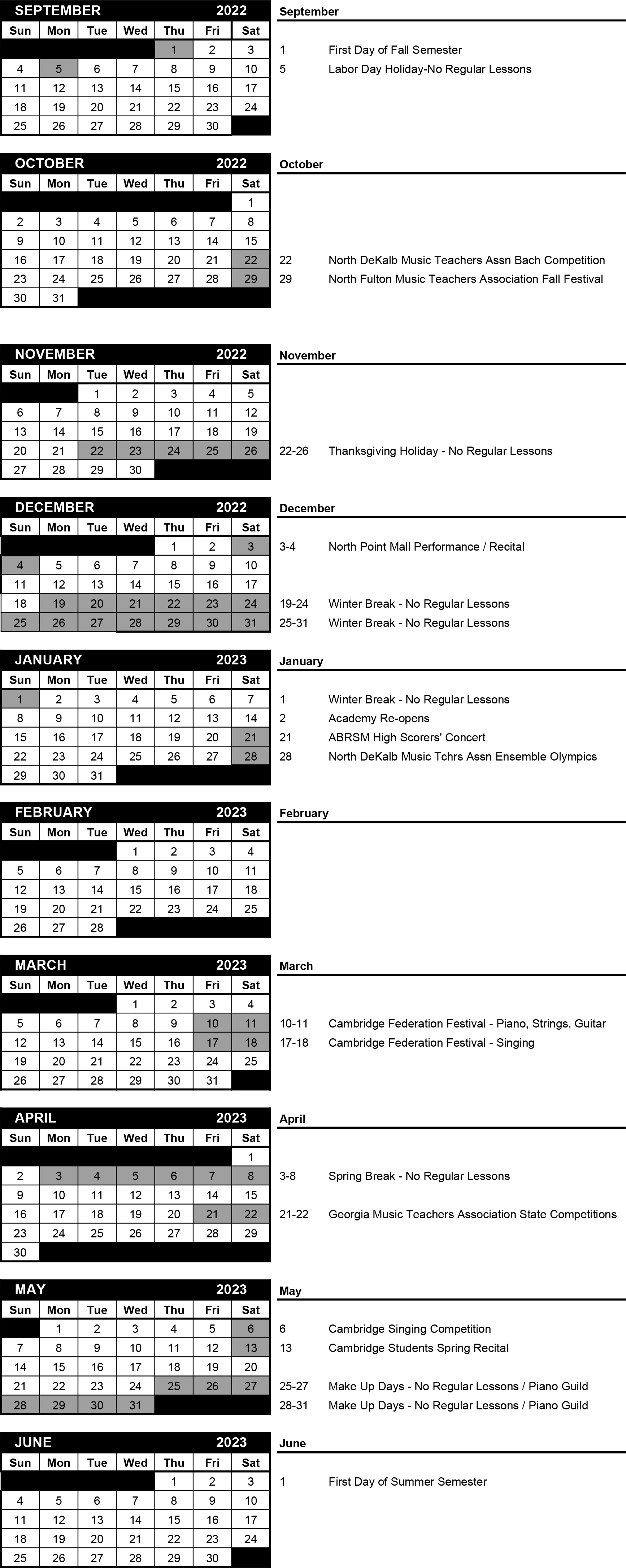 Calendar 2022-23